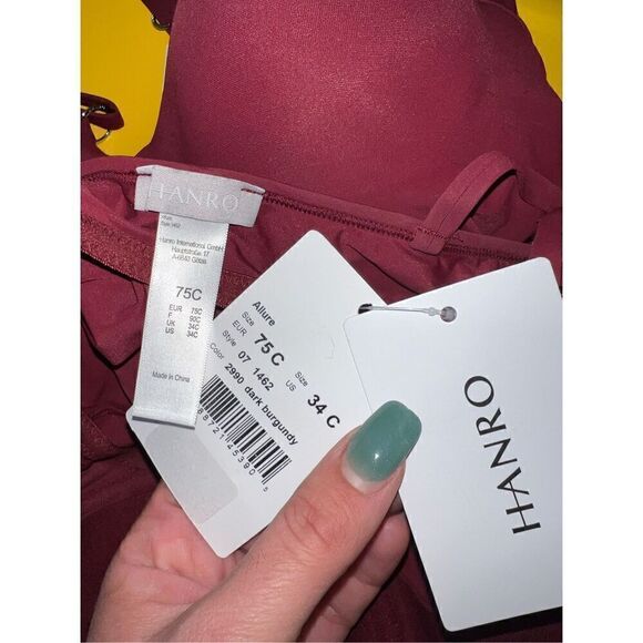 HANRO NWT HANRO Allure Bra Camisole Underwire Dark Burgundy Size 34C - Picture 7 of 7